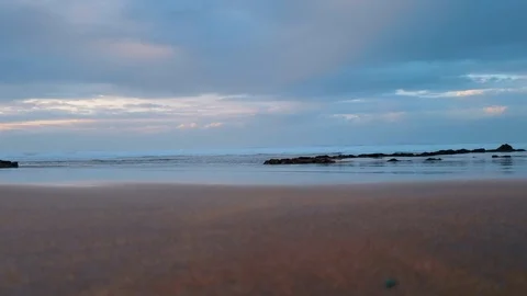 View of an empty beach - Ain Diab beach in Casablanca, Morocco Stock Footage 120136754