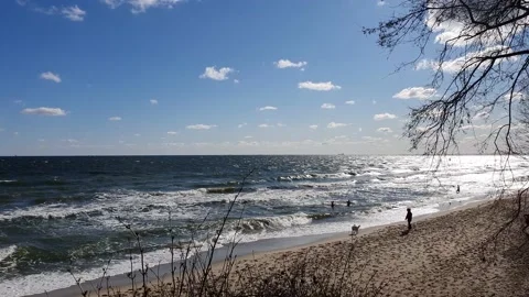 View of an empty beach in Gdynia Poland Stock Footage 141652182