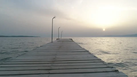 View of Empty beach pier. 4K Footage in Turkey Stock Footage 144588510