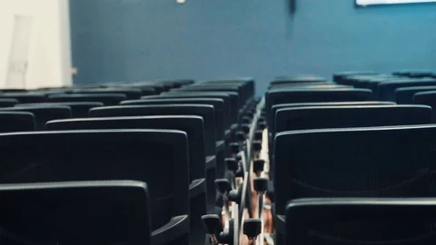 View of empty cinema hall with comfortable leather seats Vidéo 71678556