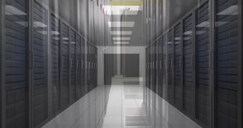 View of empty computer server room in seamless pattern Stock Footage 329765822