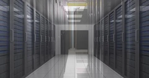 View of empty computer server room in seamless pattern 스톡 사진