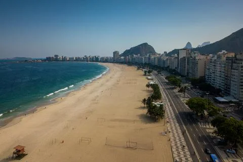 View of Empty Copacabana Beach 写真素材
