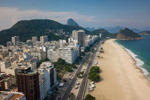 View of Empty Copacabana Beach 스톡 사진