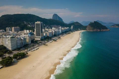 View of Empty Copacabana Beach 스톡 사진