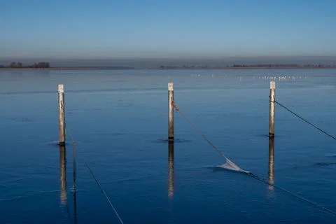 A view of empty docks in the winter Stock Photos