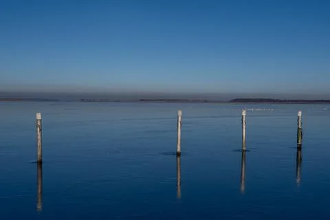 A view of empty docks in the winter Stock Photos