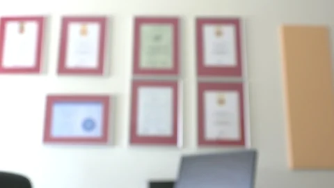 View of empty doctor's office or consulting room. Blurred view Stock Footage 95190913