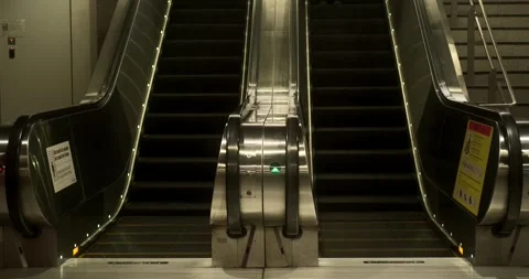 View of an empty escalator located in a shopping center. Shopping in stores. Stock Footage 283542454