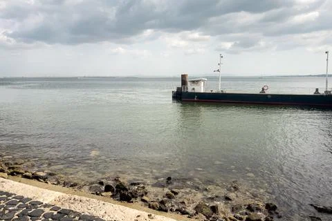 View of an empty ferry terminal in Lisbon Stock Photos