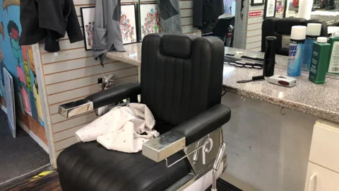 View of an Empty Men's Barber Shop, Barb... | Stock Video | Pond5