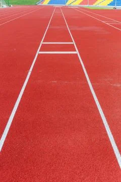 View on empty outdoor running track Stock Photos