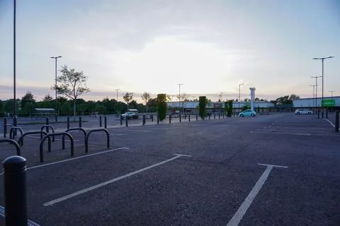 A view of an empty parking lot in Northern Ireland Stock Photos