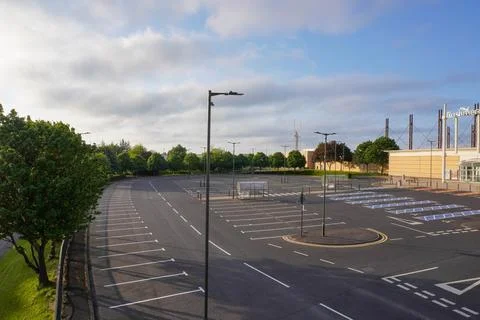 A view of an empty parking lot Stock Photos