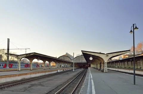 View from the empty platform at the entrance to Vitebsky railway Stock Photos