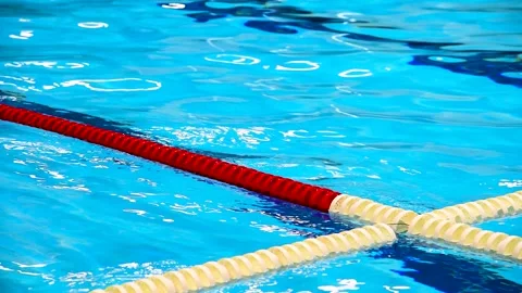 The view of an empty public swimming pool indoors Stock Footage 271027133