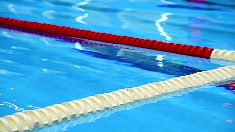 The view of an empty public swimming pool indoors Stock Footage 310052390
