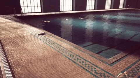 The view of an empty public swimming pool indoors Stock Illustration