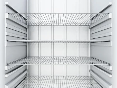 View of empty refrigerator interior. 3D illustration Stock Illustration