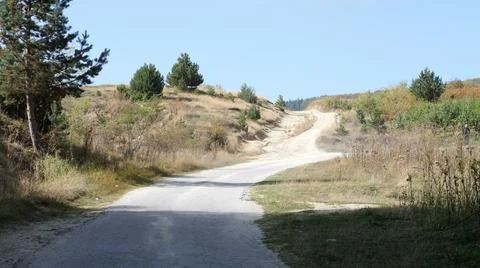 View Of Empty Road In The Autumn Forest Stock Illustration