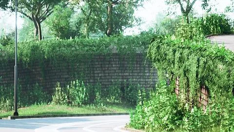 View of empty road with lamp post and sunlight Illustrazione stock