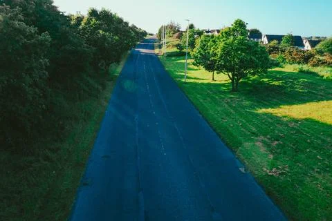 A view of an empty road from a slight elevation Stock Photos