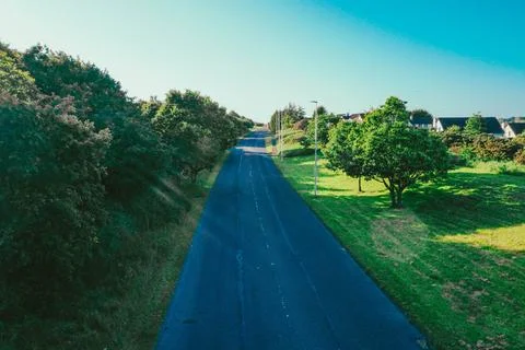 A view of an empty road from a slight elevation Stock Photos