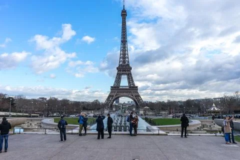 View of the enchanting Eiffel Tower along with the Paris city skyline in France. Stock Photos