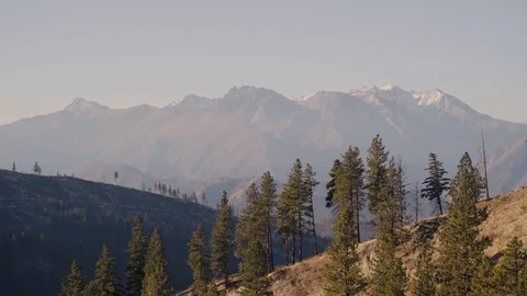 View of enchantments from arid foothill - eastern washington Stock Footage 99804026