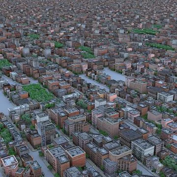 View of the endless city landscape. Illustrazione stock