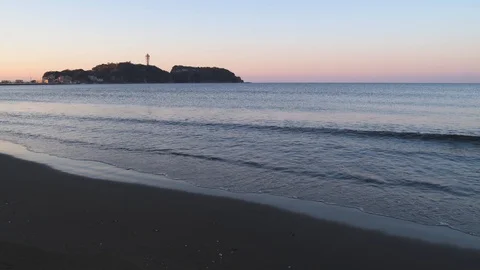 View of Enoshima island on a clear Spring morning, Kanagawa Prefecture, Japan Stock Footage 109545531