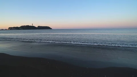 View of Enoshima island on a clear Spring morning, Kanagawa Prefecture, Japan Stock Footage 109545566
