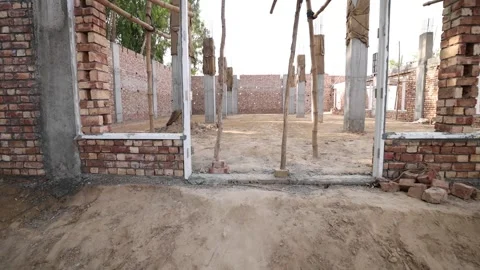 View Entering Large Building Under Construction In India 스톡 동영상 267437994