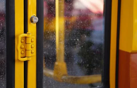 View of entry door of school bus Stock Photos