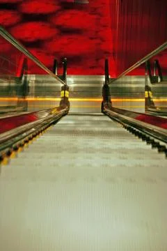 A view of an escalator from above Stock Photos