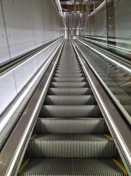 View of escalator stairs going up Stock-Fotos