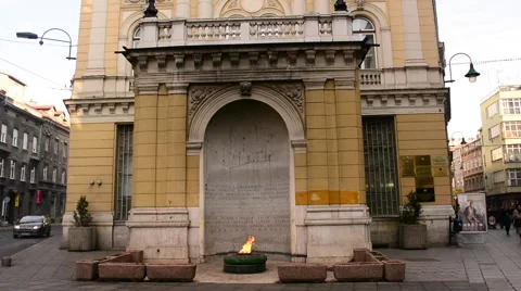 View of Eternal flame in Sarajevo Stock Footage 61169631