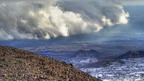 View of Etna volcano. Stock Photos