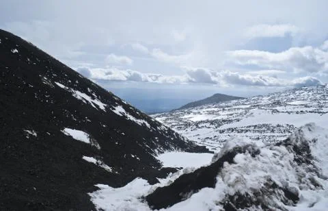 View of Etna volcano. Stock Photos