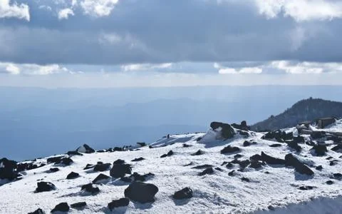 View of Etna volcano. Stock Photos