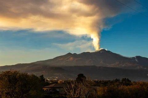 View of the Etna volcano Stock Photos