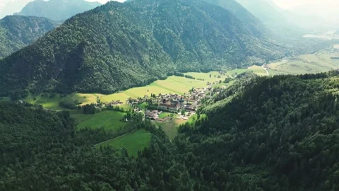 View of Ettal from the green mountains Stock Footage 246712702