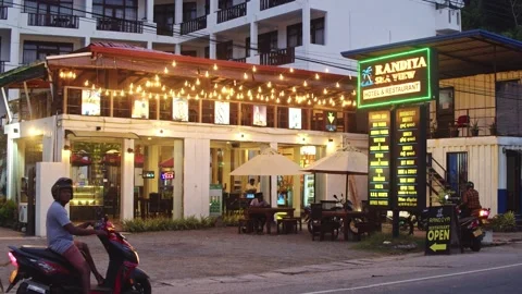 View of evening Asian hotel Stock Footage 231501309