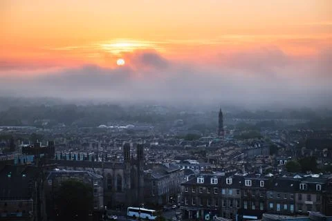 View the evening of Edinburgh on the sunset Stock Photos