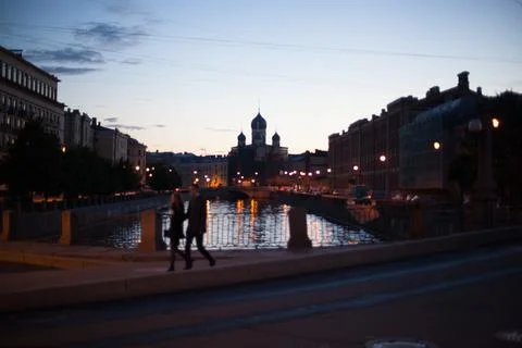 View of the evening river channel Stock Photos