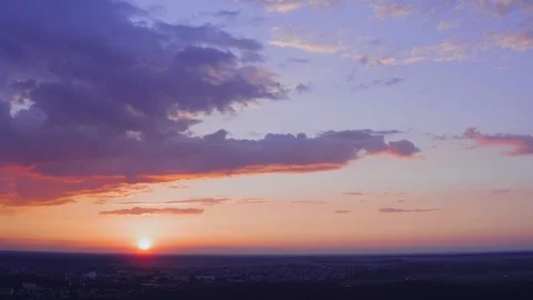 View of the evening sky at sunset with clouds Stock Footage 112320030