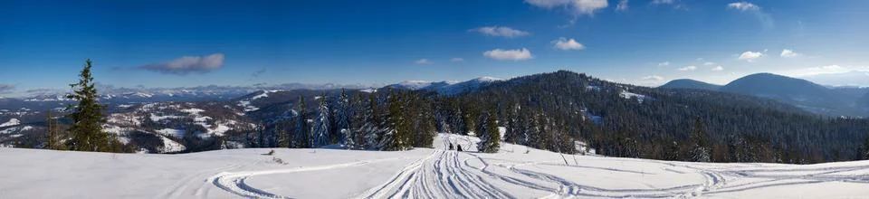 View of the evening winter wide panorama Foto stock