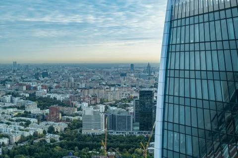 View on The Evolution Tower of Moscow International Business Center on September Stock Photos