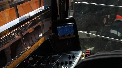 View from the excavator cabin in the open pit Stock Footage 83386640