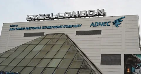 View of the ExCel London, Part of Abu Dhabi National Exibitions Company, Stock Footage 221888435